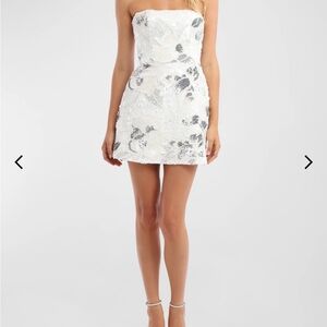 NWT HELSI Linda Strapless Floral Sequin A-Line Mini Dress